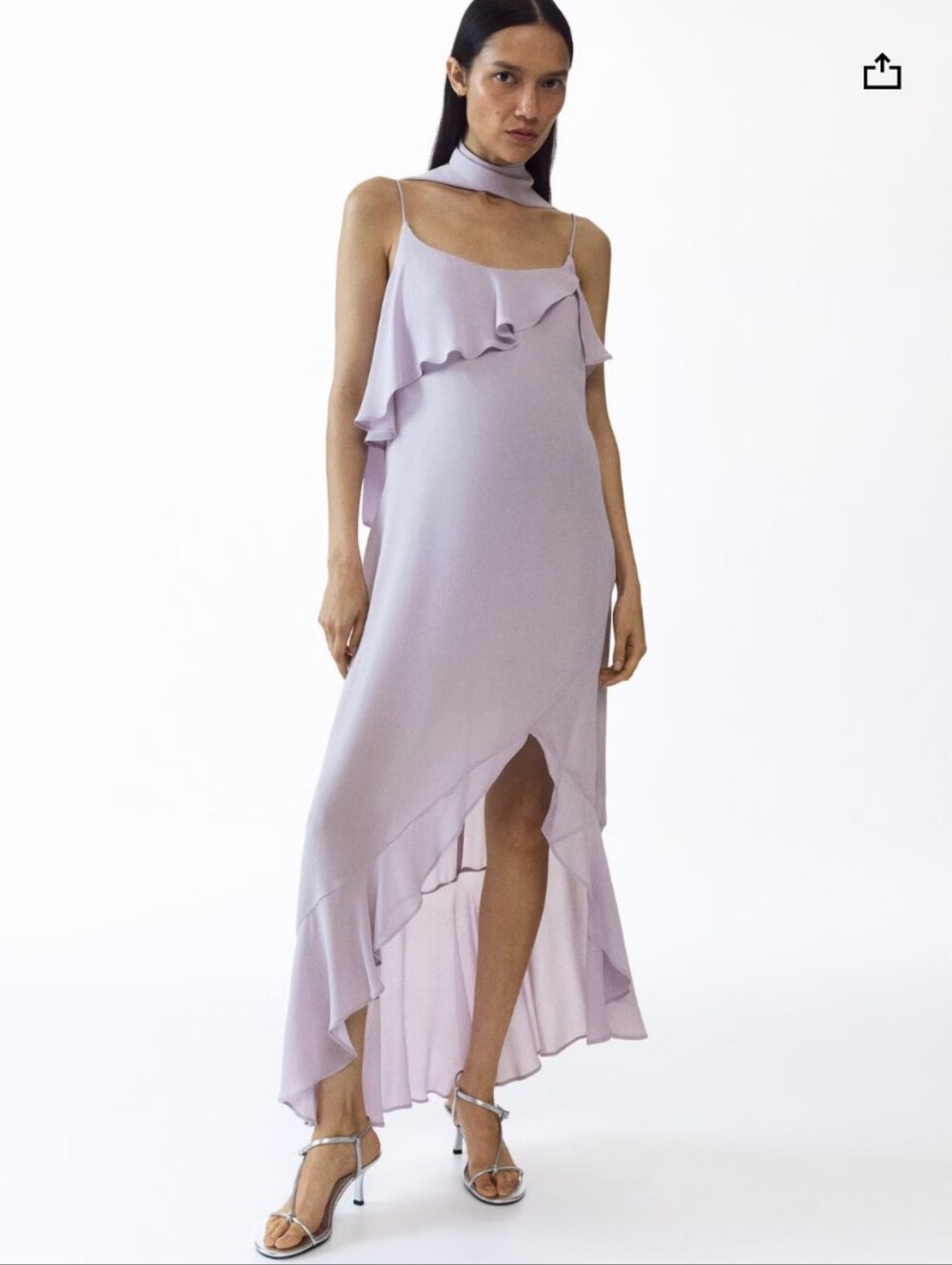 H&M flounced chiffon dress with scarf - size large materinity